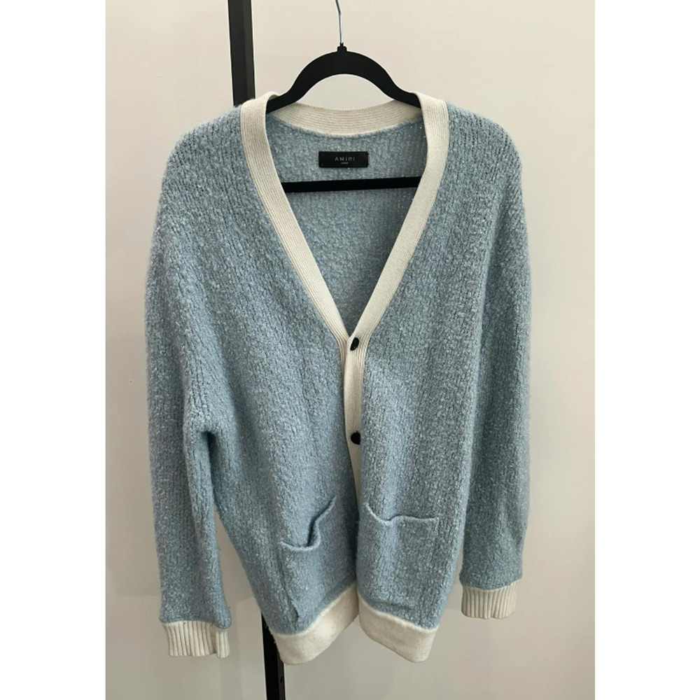 Amiri Boucle Cardigan Blue size SMALL